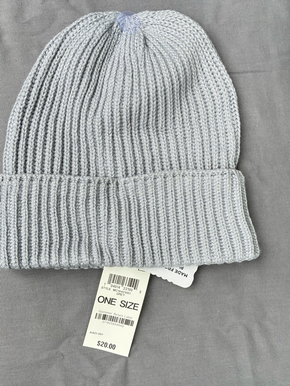 Style & Co. Light Gray Ribbed Knit Beanie